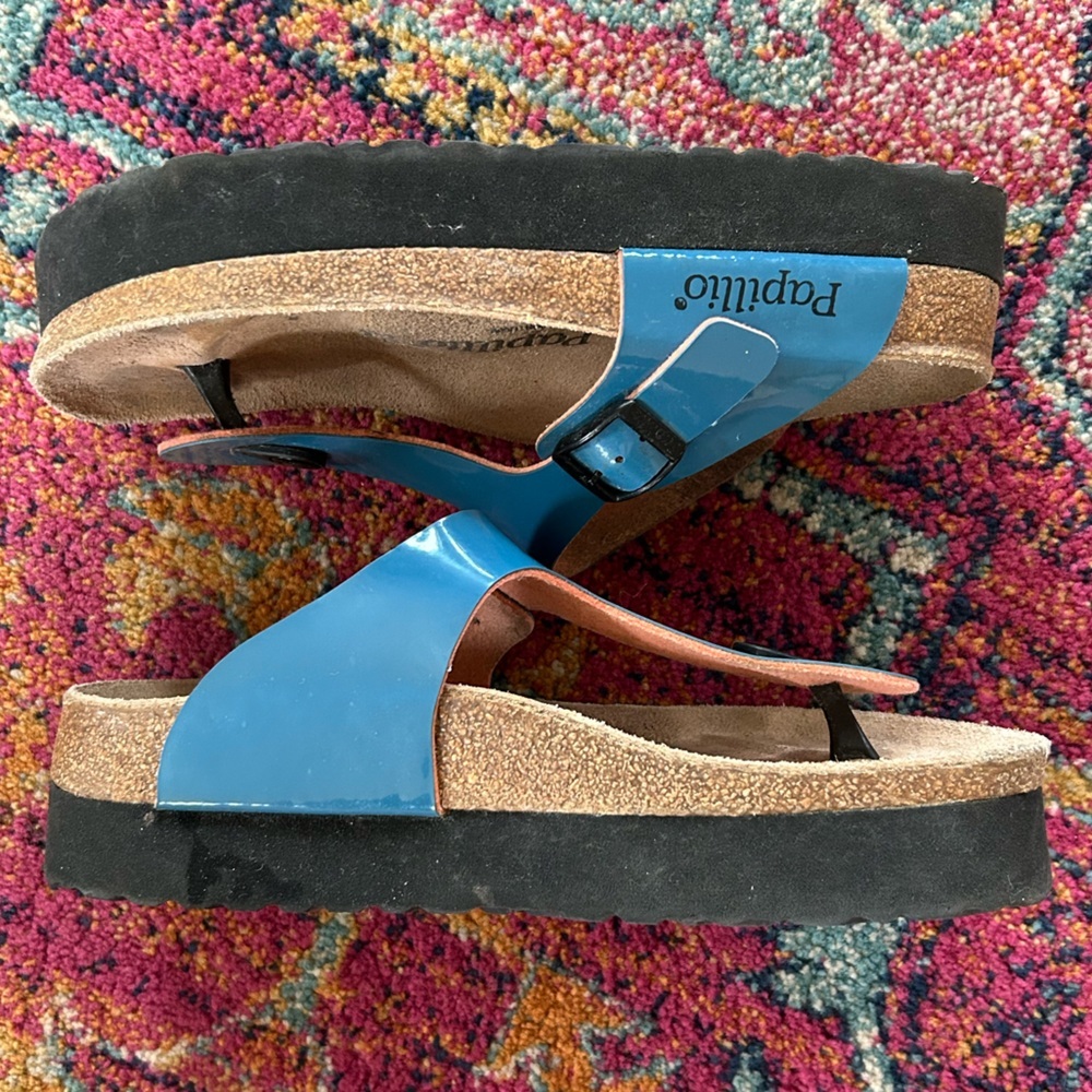 Birkenstock Papillio | Women's gentle blue Papillio Gizeh Platform Sandal, sz 8W - Picture 5 of 12